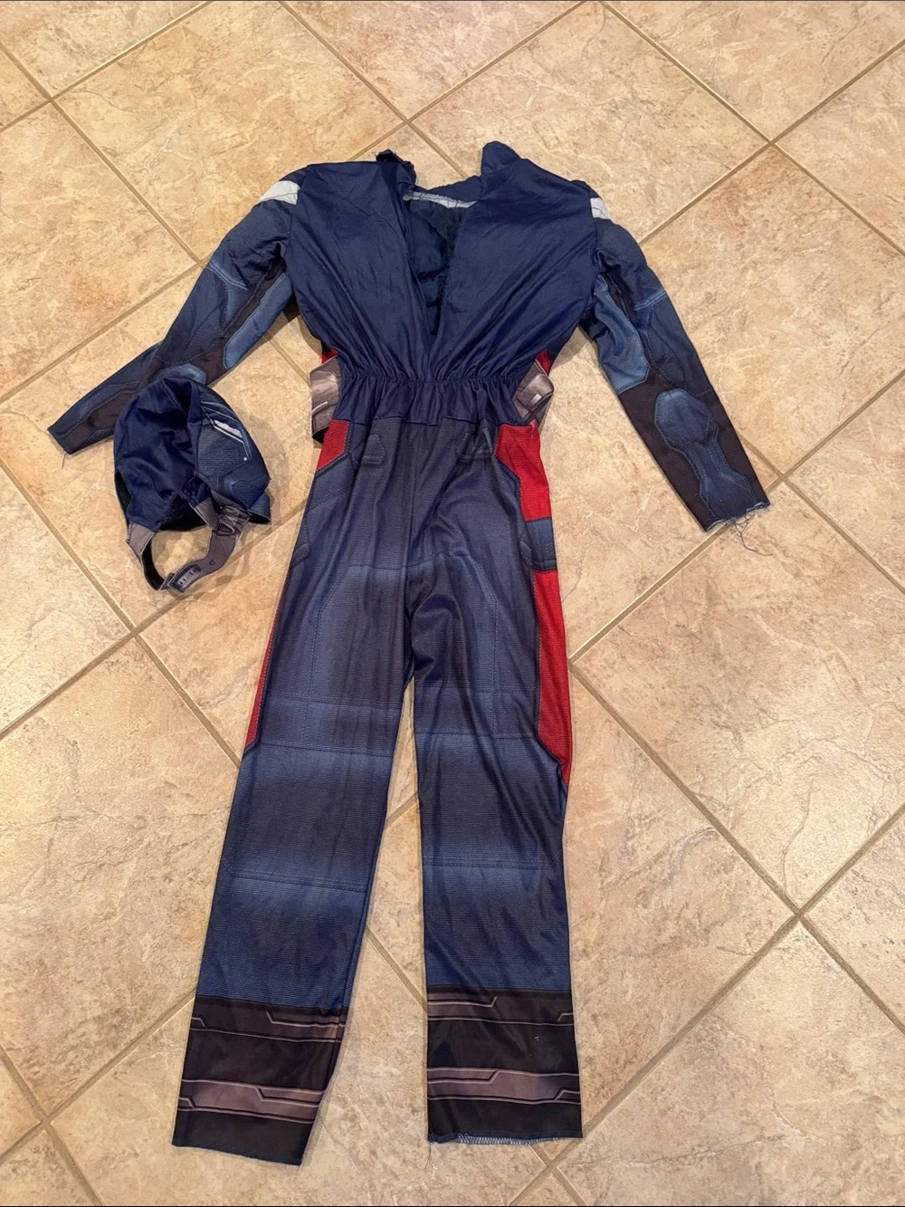 Marvel Captain America Navy Blue and Red Muscle Costume with Mask